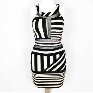 Sexy Slinky Striped Sheath Mini Dress D76
